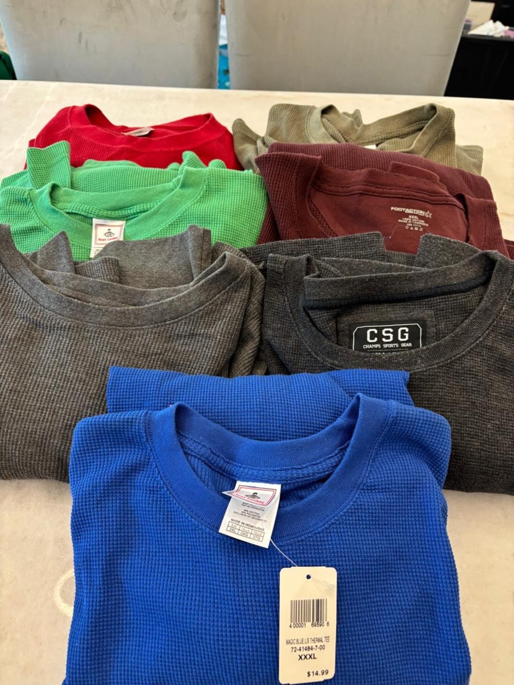 Men’s Thermal Waffle Shirt Lot 7 Pc 3XL Foot Locker Footaction Champs #A96